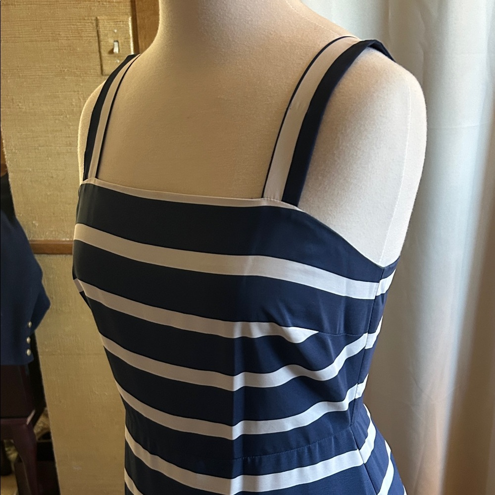 Sam Edelman Navy and White Midi Dress - Picture 4 of 8